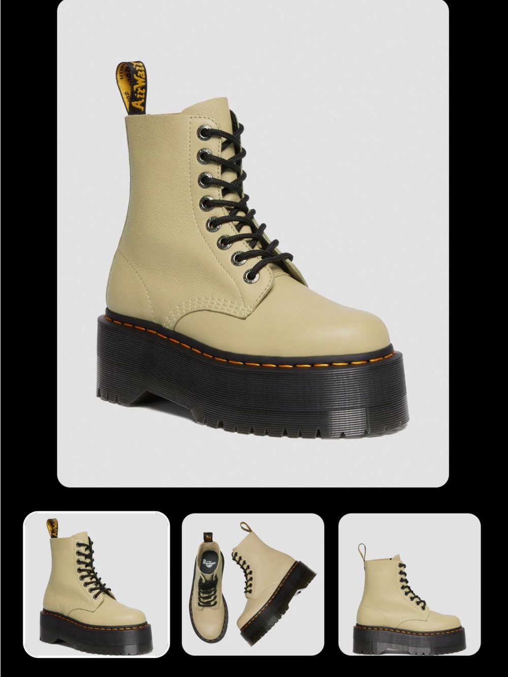 Dr martens 1460 pascal max boots in olive green leather